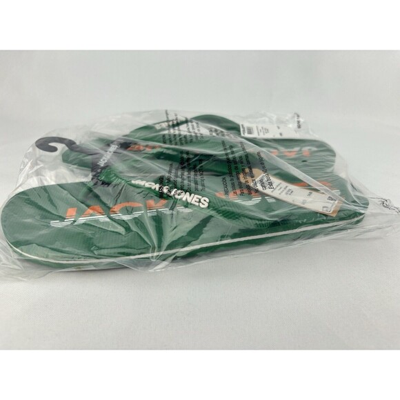 JACK & JONES Premium Flip Flops Sandals Amazon Green Orange Logo Size 11/12 - Picture 6 of 9
